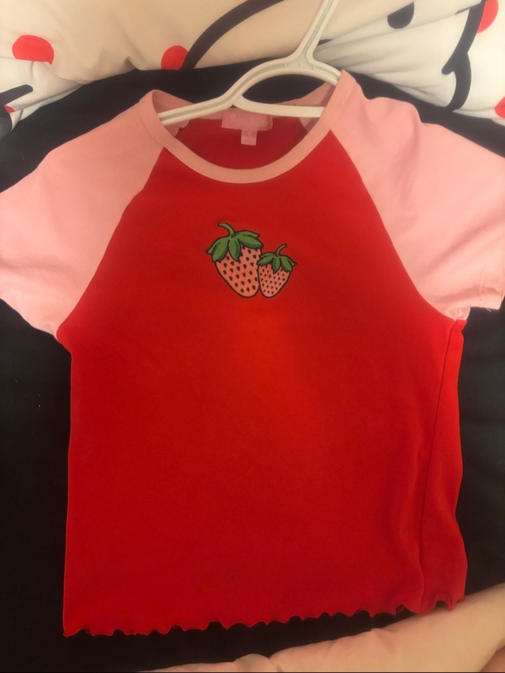 Sugar Thrillz Red & Pink Strawberry Raglan Tee